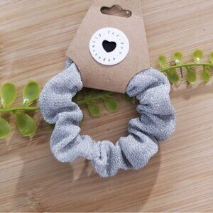 New Holiday Mini Scrunchie In Glittery Silver